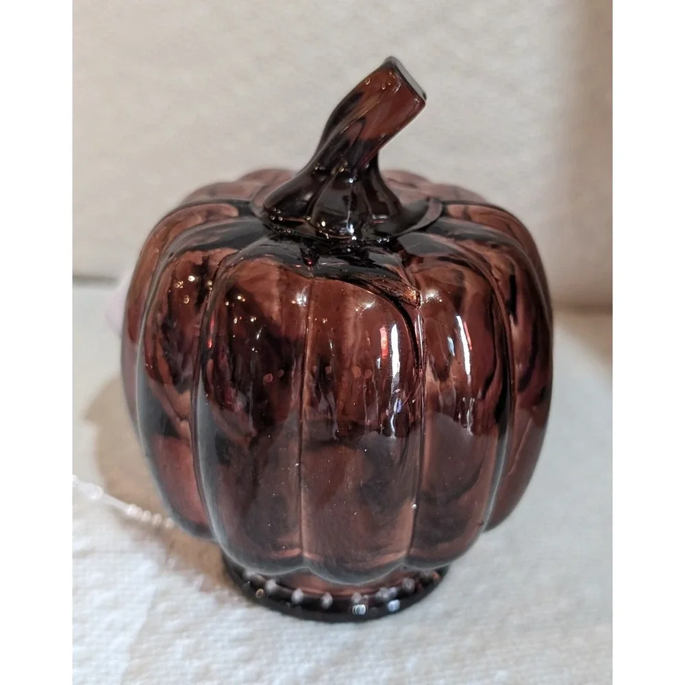 4 Target Bullseye Playground GLASS PUMPKINS Autumn Halloween Fall Thanksgiving